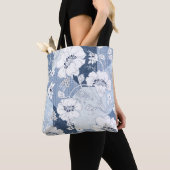 naadloze denim patchwork op flower tote bag (Dichtbij)