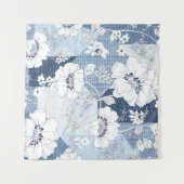 naadloze denim patchwork op flower wandkleed (Voorkant (horizontaal))