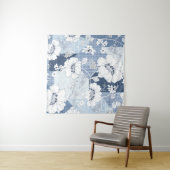 naadloze denim patchwork op flower wandkleed (In Situ (horizontaal))