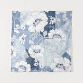 naadloze denim patchwork op flower wandkleed (Voorkant)