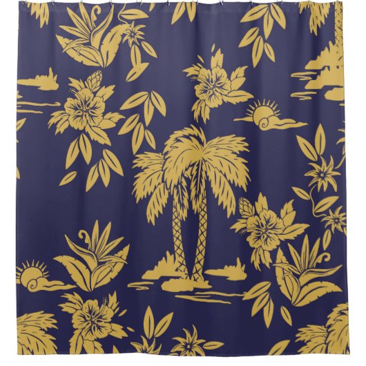 Naadloze  design met Hawaii, trop Douchegordijn (Voorkant)