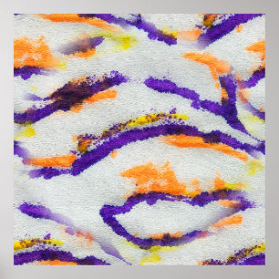Naadloze dierlijke zebra. Vuile kunst patroon. Abs Poster