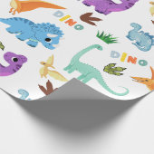 Naadloze Dinosaurus patroon verjaardagsfeest Cadeaupapier (Hoek)
