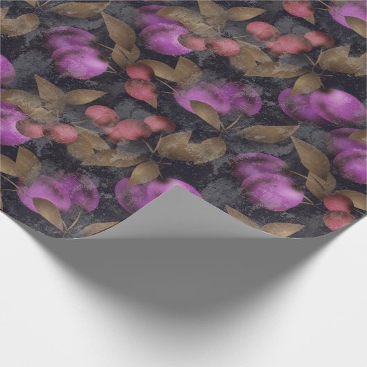 Naadloze donkere pellervruchten paarse bessen kerr cadeaupapier (Hoek)