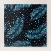 Naadloze donkere veren textuur, abstract . legpuzzel (Horizontaal)