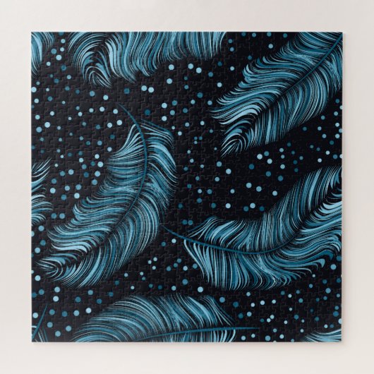 Naadloze donkere veren textuur, abstract . legpuzzel (Horizontaal)