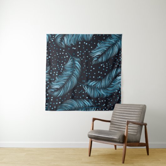 Naadloze donkere veren textuur, abstract . wandkleed (In Situ (horizontaal))