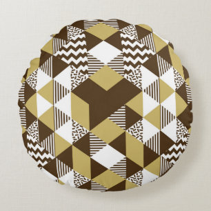 Naadloze driehoek: geometrische gouden mode. rond kussen