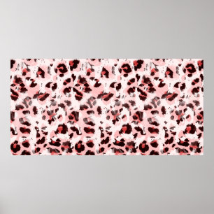 Naadloze eindeloze hand getrokken Waterverf Leopar Poster