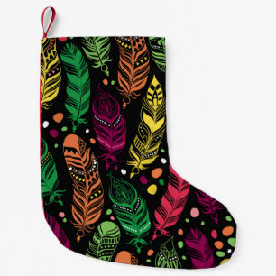 Naadloze etnische veren, levendig patroon. kleine kerstsok