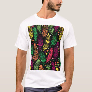 Naadloze etnische veren, levendig patroon. t-shirt