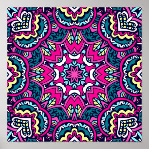 Naadloze feestboho Mandala Poster