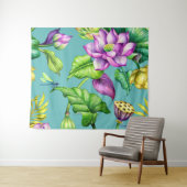 Naadloze flacon roze en gele Lotus Wandkleed (In Situ (horizontaal))