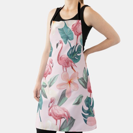 naadloze flamingos en tropische bloemen illustrere schort (Insitu)