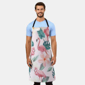 naadloze flamingos en tropische bloemen illustrere schort (Gedragen)