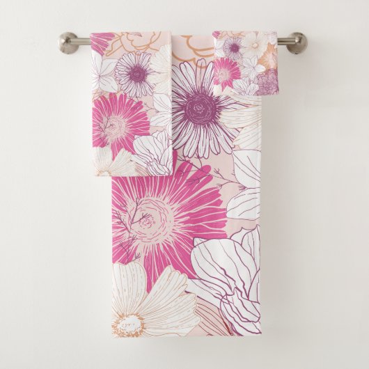 Naadloze Floral Bad Handdoek (Insitu)