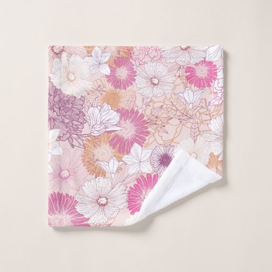 Naadloze Floral Bad Handdoek (Wasdoekje)