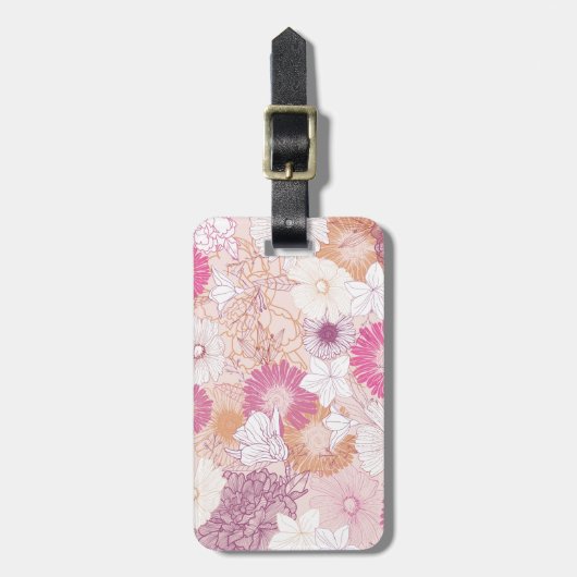 Naadloze Floral Bagagelabel (Voorkant verticaal)