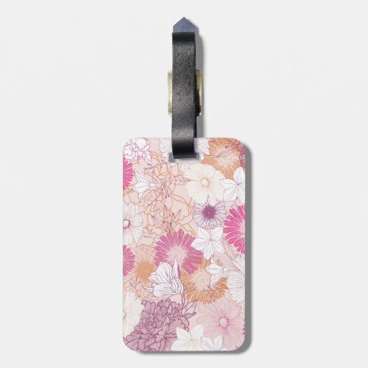 Naadloze Floral Bagagelabel (Achterkant verticaal)