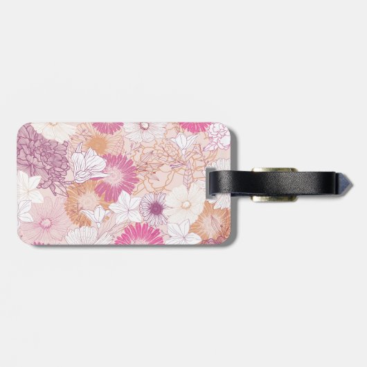 Naadloze Floral Bagagelabel (Achterkant horizontaal)