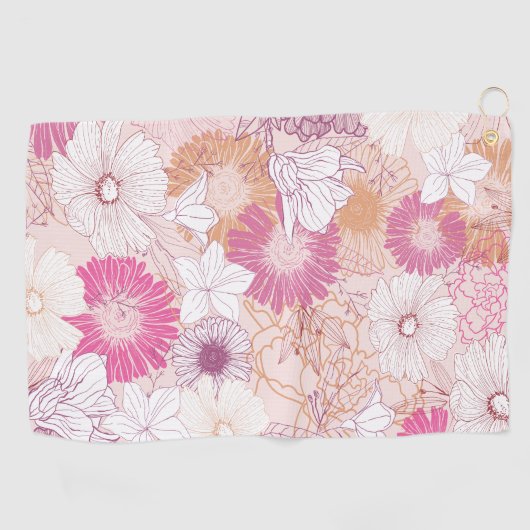 Naadloze Floral Golfhanddoek (Horizontaal)