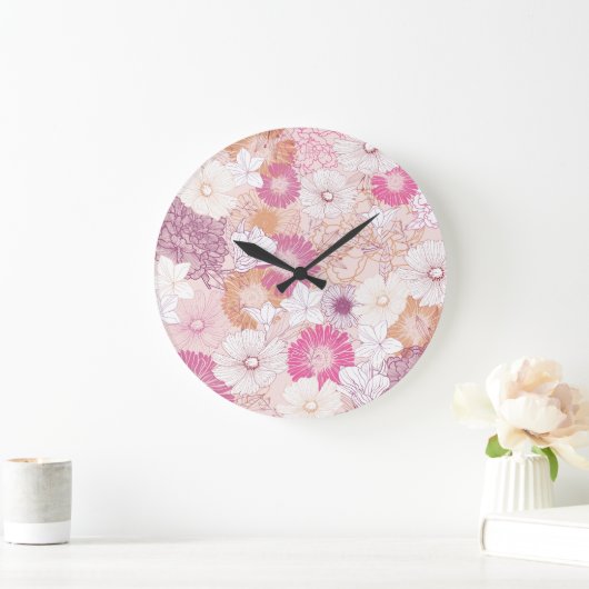 Naadloze Floral Grote Klok (Huis)