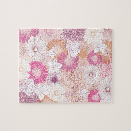 Naadloze Floral Legpuzzel (Horizontaal)