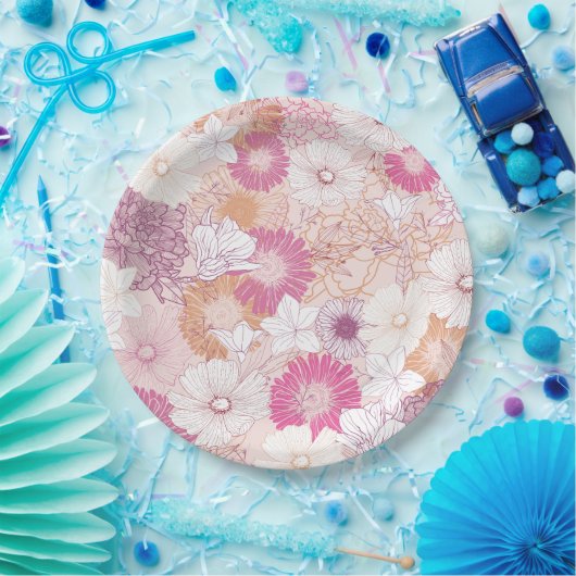 Naadloze Floral Papieren Bordje (Feest)