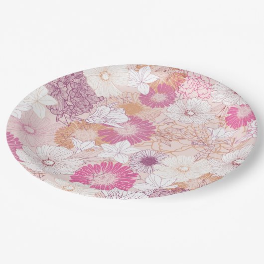 Naadloze Floral Papieren Bordje (Gekanteld)