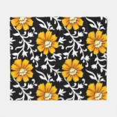 Naadloze Floral Pattern met Black Background, b Fleece Deken (Voorkant (Horizontaal))