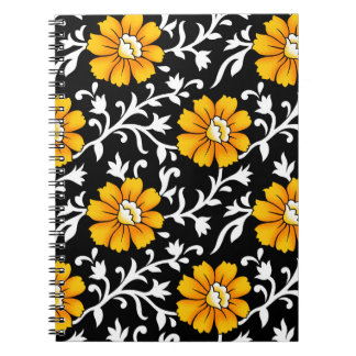 Naadloze Floral Pattern met Black Background, b Notitieboek
