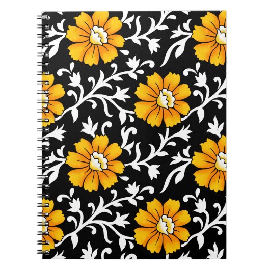 Naadloze Floral Pattern met Black Background, b Notitieboek (Voorkant)