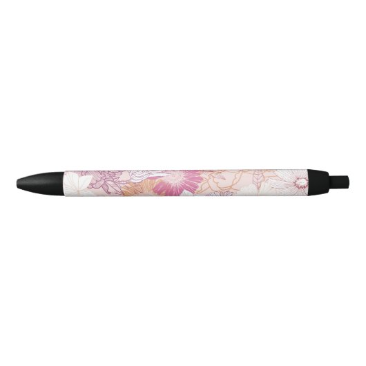 Naadloze Floral Zwarte Inkt Pen (Voorkant)