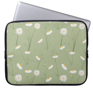 Naadloze florale achtergrond met kosmosbloem laptop sleeve