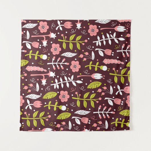 Naadloze Florale achtergrond.  patroon in Doo Wandkleed (Voorkant (horizontaal))