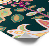 Naadloze florale achtergrond. Roze bloemen en blad Poster (Hoek)