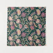 Naadloze florale achtergrond. Roze bloemen en blad Wandkleed (Voorkant (horizontaal))