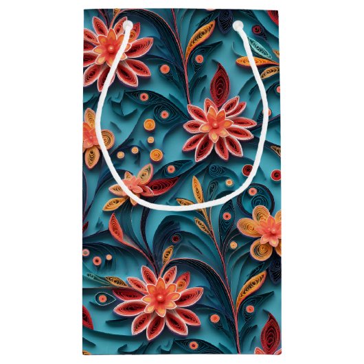 Naadloze florale papieren patroon Gift Bag Klein Cadeauzakje (Achterkant)