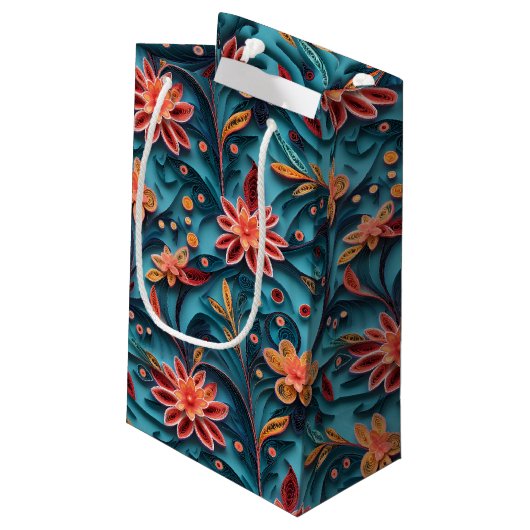 Naadloze florale papieren patroon Gift Bag Klein Cadeauzakje (Achterkant Gekanteld)