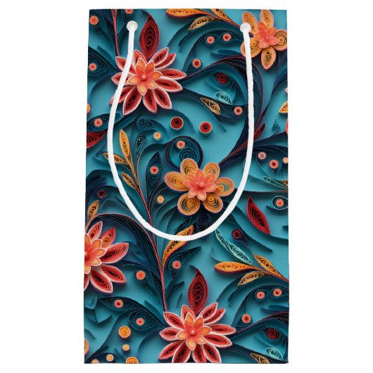 Naadloze florale papieren patroon Gift Bag Klein Cadeauzakje (Voorkant)