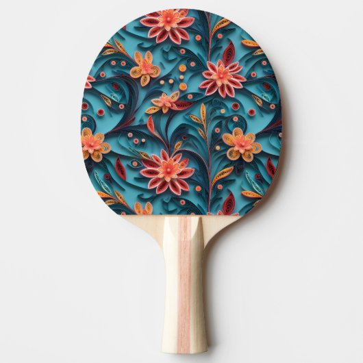 Naadloze florale papieren patroon Ping Pong Paddle Tafeltennisbatje (Voorkant)