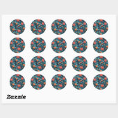 Naadloze florale papieren patroon Ronde Stickers (Vel)