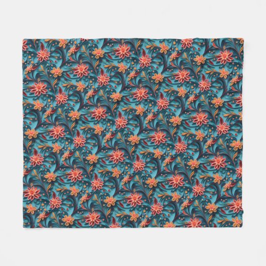 Naadloze florale papieren patroon Vleekzak Fleece Deken (Voorkant (Horizontaal))