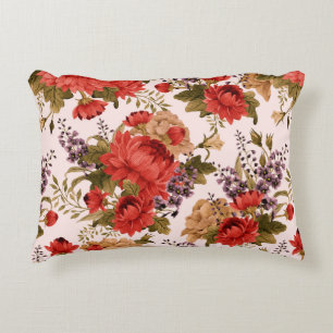 Naadloze florale rozen met chrysanthemum a accent kussen