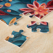 Naadloze florelpapierpatroon Jigzaag Puzzle Legpuzzel (Zijkant)