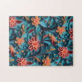 Naadloze florelpapierpatroon Jigzaag Puzzle Legpuzzel (Horizontaal)