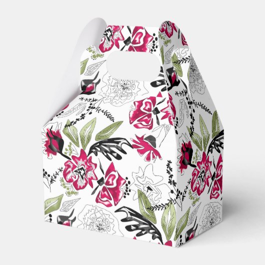 Naadloze florroze bloemen verlaat waterverf bedankdoosjes (Voorkant Zijde)