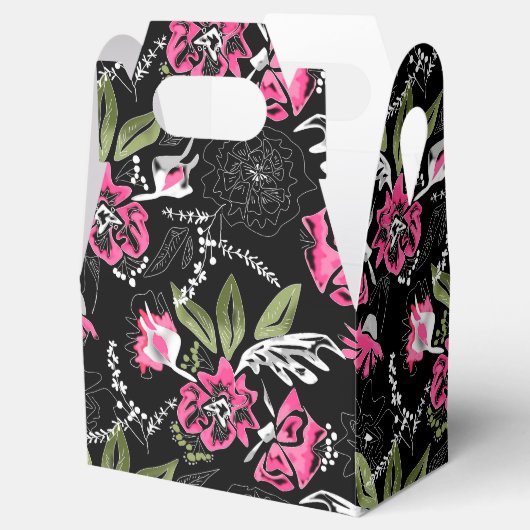 Naadloze florroze bloemen verlaat waterverf bedankdoosjes (Geopend)