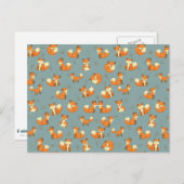 Naadloze fox- en vlinderpatroonpatronen briefkaart (Voorkant / Achterkant)