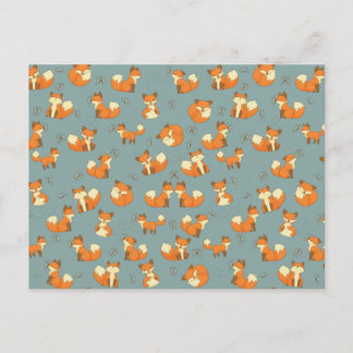 Naadloze fox- en vlinderpatroonpatronen briefkaart